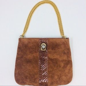 Vintage Ruth Saltz Suede Gold Chain Handbag Purse